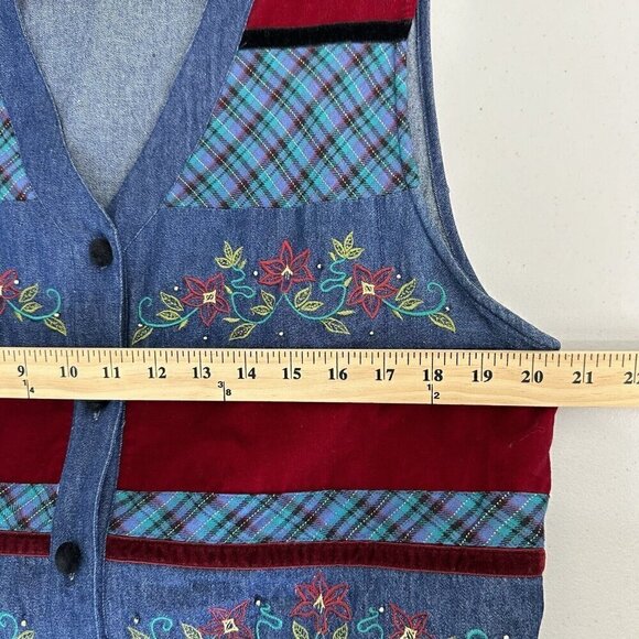 Vintage Denim Napa Valley Vest Blue Size L Patchwork - Picture 7 of 7